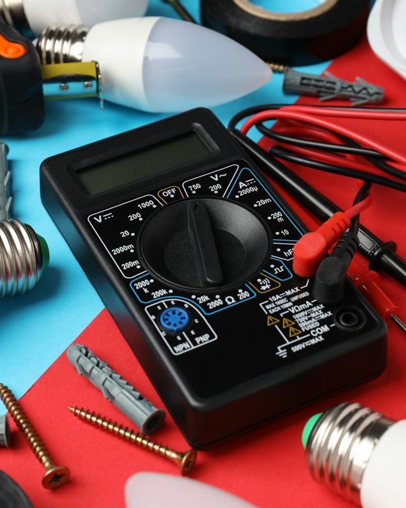 Concept of electrician or electrical tools, close up